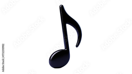 Vector illustration of a single 3D treble clef and music notes as symbols on a black background