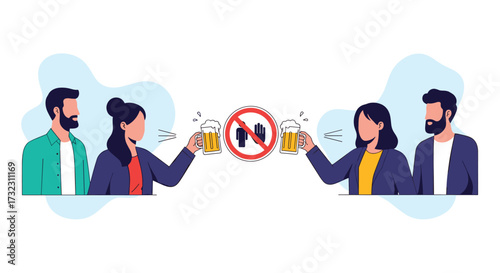 Maintaining social distancing during celebrations to prevent disease transmission.