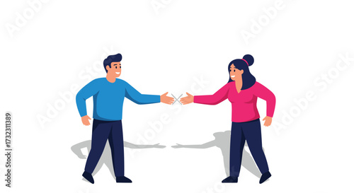 A man and woman are fist bumping in agreement.