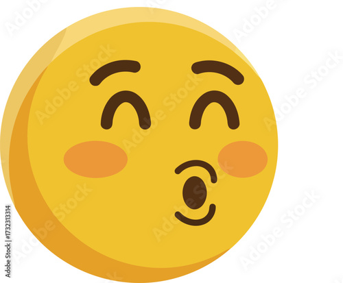 A cheerful yellow emoji blowing a kiss, expressing affection and happiness with closed eyes.