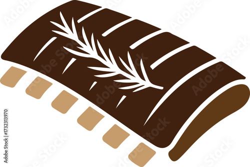 bbq rib rack silhouette vector, grilled rib bones food icon, smoked barbecue ribs illustration design