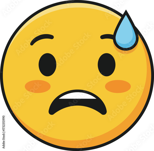A yellow emoji face expressing anxiety or nervousness with a single bead of sweat on its forehead.