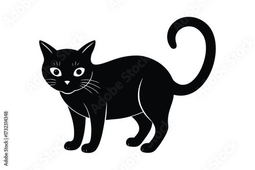 sneaky cat silhouette vector icon