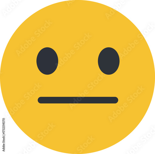 A yellow circular emoji with two black dots for eyes and a straight black line for a mouth, depicting a neutral or expressionless face.