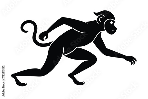 running monkey vector icon silhouette