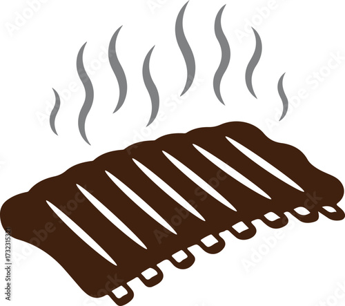 bbq rib rack silhouette vector, grilled rib bones food icon, smoked barbecue ribs illustration design