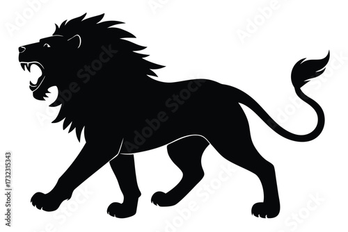 roaring lion vector icon silhouette