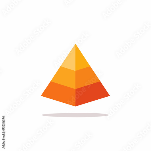 Isolated Three-Tiered Pyramid Graphic in Gradient Shades of Orange, Representing Hierarchy