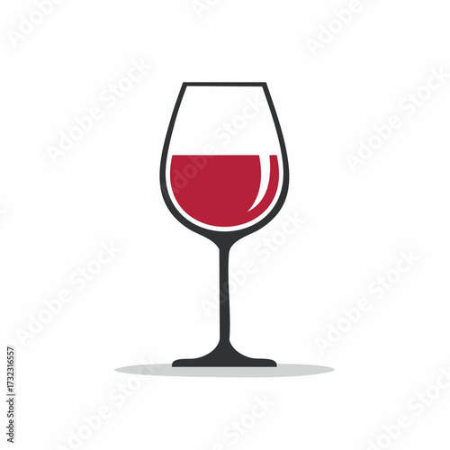 Classic stemmed wine glass filled with rich red wine simple illustration