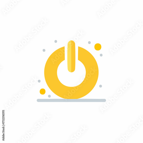 Yellow power button symbol flat design isolated on white