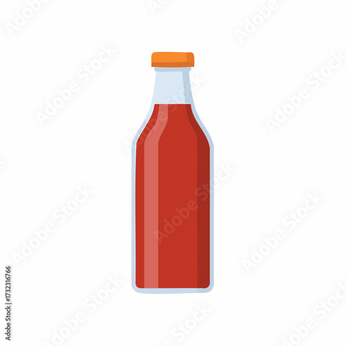 Red liquid bottle with orange cap illustration for food and beverage packaging design