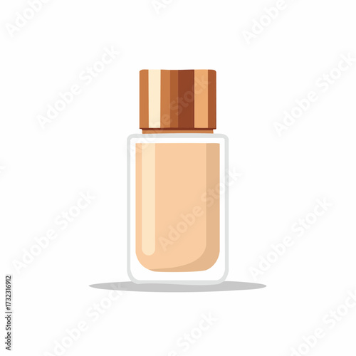 Cosmetic liquid foundation bottle with elegant gold cap minimalist beauty product illustration