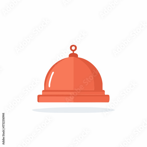 Simple modern illustration of a classic silver serving cloche dish cover with a handle