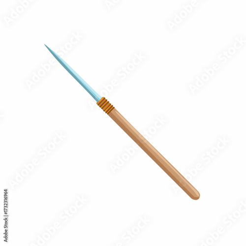 Primitive hunting spear with a wooden shaft and sharp tip ancient weapon icon