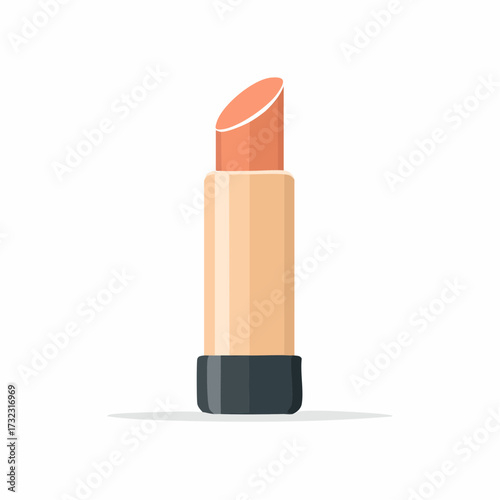 Peach lipstick illustration with light color, single cosmetics product for beauty and fashion makeup needs