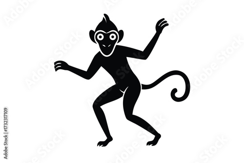dancing monkey  vector icon silhouette