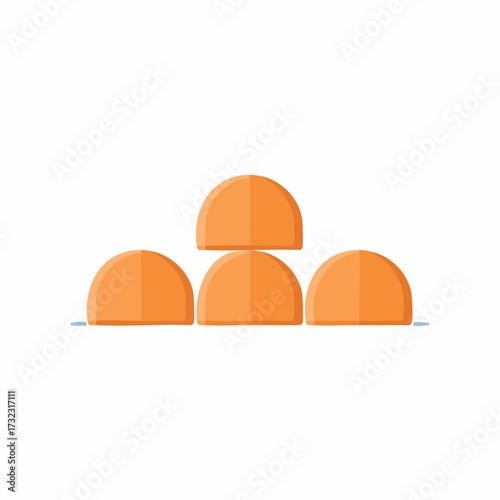 Minimalist Orange Dome Tents Stacked Pyramid Arrangement Outdoor Camping Vector