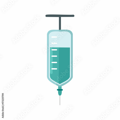 Medical Syringe Filled with Liquid, Doctor Tool for Injection, Vaccination, Medical Treatment