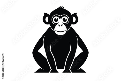 curious monkey vector icon silhouette