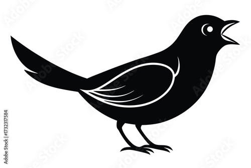 Wall Mural chirping bird vector icon silhouette