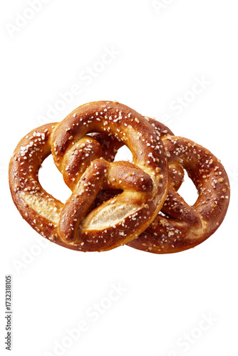 Pretzel with salt on white background baking food