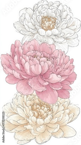 Delicate Pink And Cream Peonies