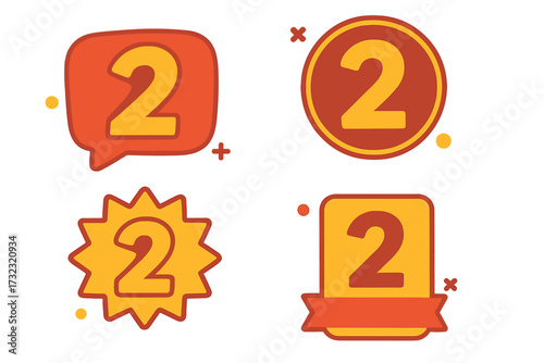 Number 2 days to go. Countdown timer for sale, landing page banner. Two days left sticker collection. Last minute promotion badge set. Final offer signs. Vector icon set.