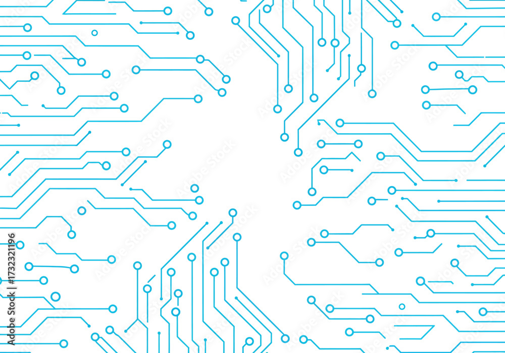 Εκτύπωση καμβά Light blue circuit board pattern on white wires  nodes