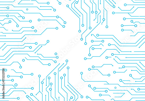 Canvastavla Light blue circuit board pattern on white wires  nodes