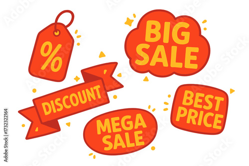 Special offer sale tag with big sale, mega sale, discount, best price banner, coupon sticker, store label, online shopping promotion, retail sale badge vector