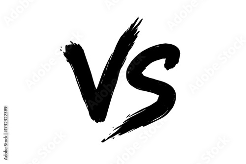 Versus VS letters bold brush stroke fight symbol, dynamic contrast vector illustration with transparent background, competition, battle, rivalry, contest design