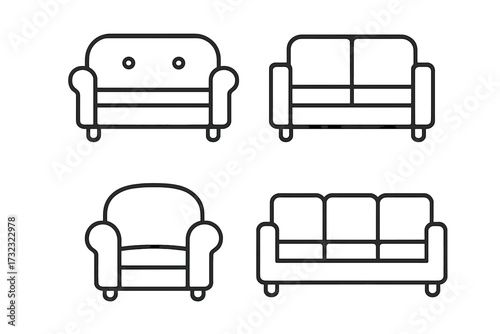 Sofa concept line icon set, modern minimalistic sofa symbols collection, living room furniture vector signs for web design, online shops, print, flyers, premium quality