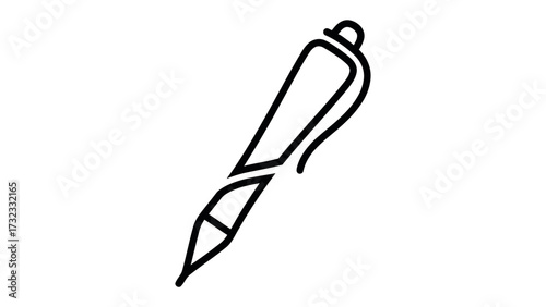 Pen outline Icon: a simple yet elegant outline of a pen, perfect for any design project. The icon focuses on its functionality