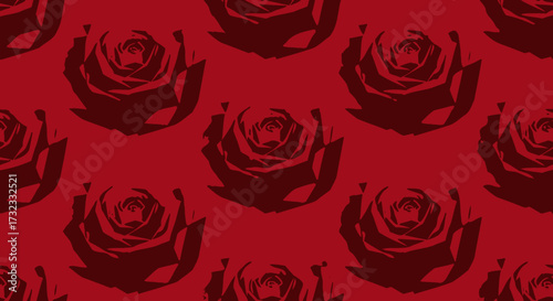 Dark red monotone roses arranged in a repetitive pattern