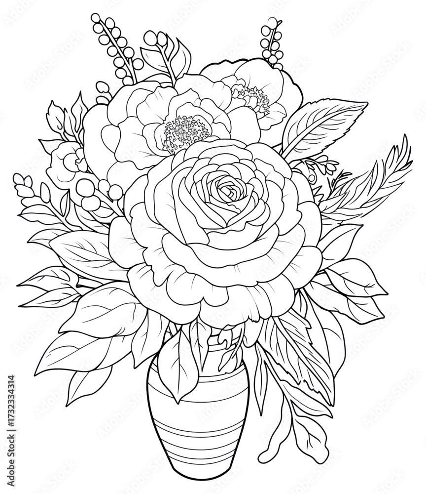 Fototapeta premium PNG Wedding flower art illustration black.