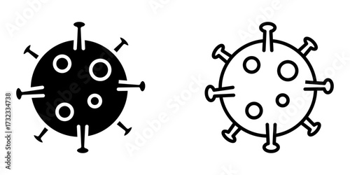 virus and bacteri icon set on white background