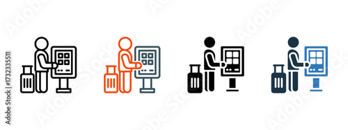 Check In multiple icon style vector illustration