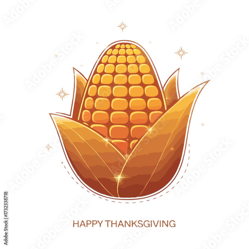 A ripe ear of corn with husks peeled back isolated on white background