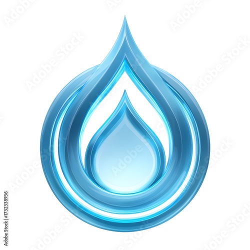 Elegant Water Drop Logo Design with Blue Vivid Curved Elements