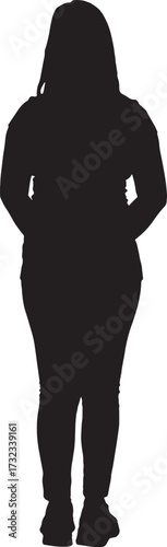 vector,  silhouette of back view of a woman standing