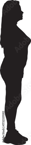 vector, silhouette of side view of a woman standing