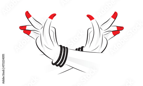 Hands of Traditional dancing woman. Indian Bharatanatyam classical dance mudra. Alapadma hasta.	