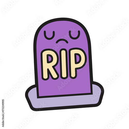 RIP Gravestone with a Sad Face Remembering Life's End