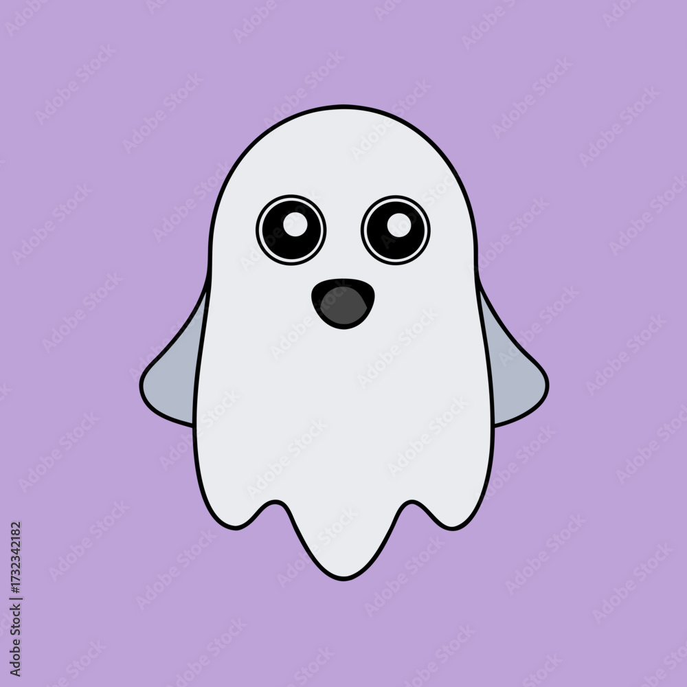 Obraz premium Cute Cartoon Ghost Illustration A Friendly Spook for Halloween Fun and Spooky Atmosphere