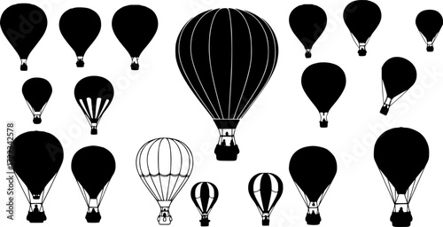 Hot air balloon SVG bundle with balloon rides silhouette, adventure travel clipart and vector cut files

