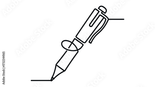 Pen illustration: A minimalist illustration depicts a pen in the act of writing. Emphasizing the simplicity and elegance of communication.