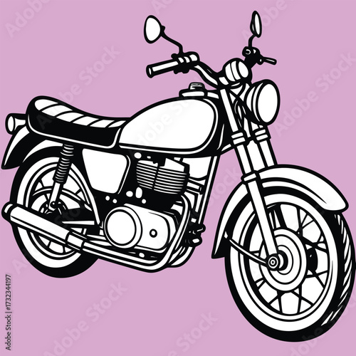 Classic motorcycle line art design cool retro bike graphic art and transportation