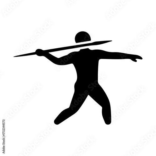 Minimalist Black Silhouette Javelin Thrower Flat Vector Sport Icon Design