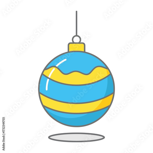 Vector illustration of christmas sublimation vector art of blue and yellow striped christmas bauble
