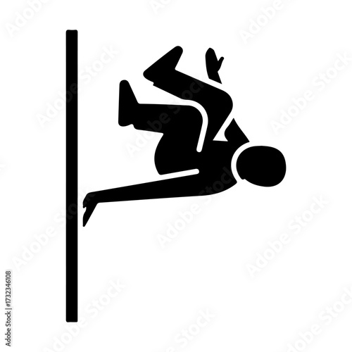 Minimalist Black Silhouette Athlete High Jumping Flat Vector Icon